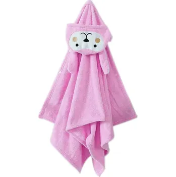 Kids Plážová osuška s kapucí 70x140 cm - Fialový medvídek