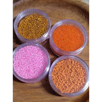 Korálek Korálky skleněné 4 x 30 g oranžovo růžové odstíny