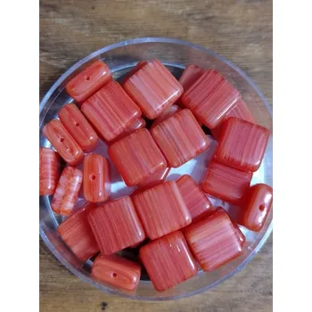 Korálek Korálky skleněné směs 30g červené čtverečky