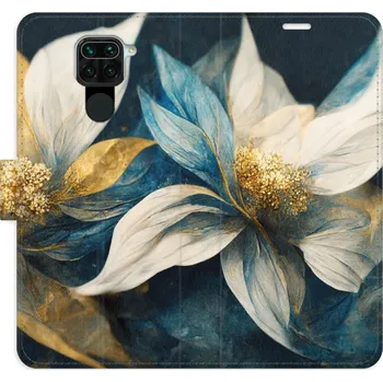 Pouzdro na mobilní telefon Flipové pouzdro iSaprio - Gold Flowers - Xiaomi Redmi Note 9