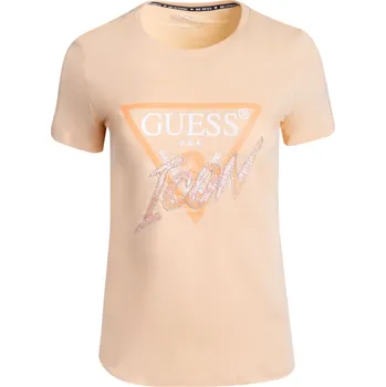 Dámské oblečení GUESS DÁMSKÉ TRIČKO T-SHIRT SS CN ICON TEE BEIGE W3GI46I3Z14 A60N Velikost: S