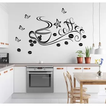 Samolepící dekorace Samolepka na zeď pro kuchyňský šálek kávy COFFEE 100 x 200 cm