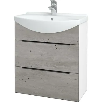 Koupelnový nábytek Dřevojas Koupelnová skříňka TAKE IT SZZ2 65 - N01 Bílá lesk / Úchytka T07 / D01 Beton