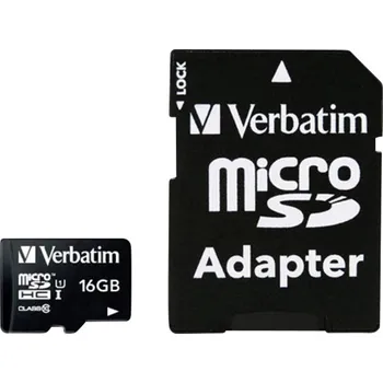 Počítač Verbatim MICRO SDHC 16GB CL 10 ADAP paměťová karta microSDHC 16 GB Class 10 vč. SD adaptéru