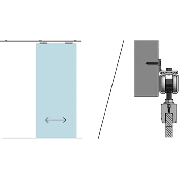 Interiérové dveře JAP Posuv basic na zeď pro skleněné dveře šířka průchodu/ délka kolejnice: 70/ 150 cm