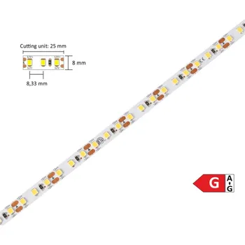 LED páska LED pásek 24V 9,6W/m 2835 120LED/m 8mm 4000K NANO /6m/