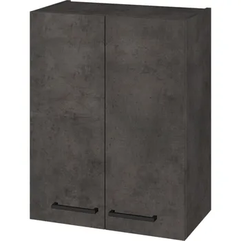 Koupelnový nábytek Dřevojas Horní skříňka DOS SYD2 60 - D16 Beton tmavý / Úchytka T06 / D16 Beton tmavý