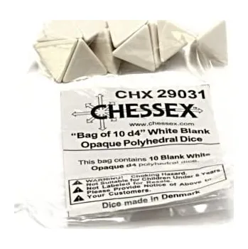 Příslušenství k deskovým hrám Chessex Sada 10 kostek D4 prázdná/blank - bílá - 29031