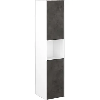 Koupelnový nábytek Dřevojas Vysoká skříň BONO SVD2O 35 - N01 Bílá lesk / Úchytka T33 / D16 Beton tmavý / Pravé