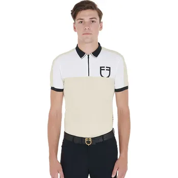 Pánské tričko EQUESTRO Triko Polo Training Bicolor Equestro, pánské, beige/white L