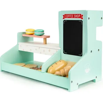 Dětská kuchyňka ECOTOYS Dětská dřevěná kavárna s příslušenstvím