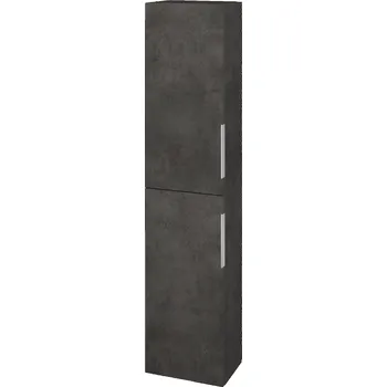Koupelnový nábytek Dřevojas Vysoká skříň DOS SV1D2 35 - D16 Beton tmavý / Úchytka T05 / D16 Beton tmavý / Levé