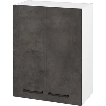 Koupelnový nábytek Dřevojas Horní skříňka DOS SYD2 60 - N01 Bílá lesk / Úchytka T06 / D16 Beton tmavý