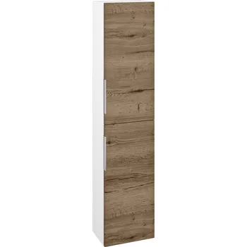 Koupelnový nábytek Dřevojas Vysoká skříň DOS SV1D2 35 - N01 Bílá lesk / Úchytka T05 / D21 Tobacco / Pravé