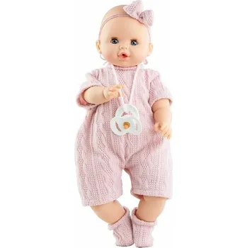 Panenka Realistické miminko - holčička Sonia v pleteném overalu od firmy Paola Reina (Alex a Sonia 36 cm)