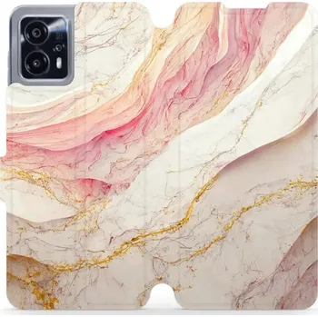 Pouzdro na mobilní telefon Flipové pouzdro Mobiwear - Motorola Moto G13 - VP32S Růžový a zlatavý mramor (Knížkové flip pouzdro, obal, kryt na mobil Motorola Moto G13 - VP32S Růžový a zlatavý mramor, materiál Umělá kůže + TPU - ochrana 360°, stojánek, silikonová vanička, magnetické)