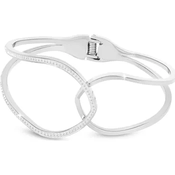 Náramek biju Náramek na ruku z chirurgické oceli - pevný, lesklé kapky se zirkony 2002212