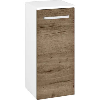 Koupelnový nábytek Dřevojas Nízká skříňka DOS SND 35 - N01 Bílá lesk / Úchytka T01 / D21 Tobacco / Pravé