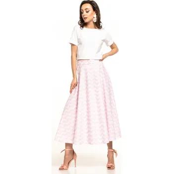 Dámská sukně Dlouhá značková sukně pruhovaná T313 - Pink XL Velikost: XL, Barva (Varianta): Růžová