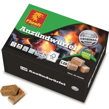 Podpalovač Flash Kostky na podpálení WOOD & WAX 128ks