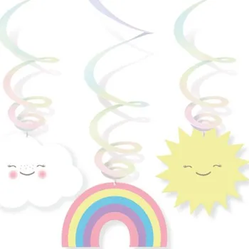 Party dekorace Závěsné party dekorace duha a mráček 6 ks 80 cm Amscan 9904315