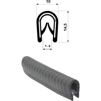 Těsnění do okna a dveří PIRELI-U PVC 78°Sh GA1.015 (Šířka (mm): 10, Série: A1 0**, D.* (mm): *D 1-4 mm, Hmotnost (kg): 0,157, Balení [MJ]: 100, Kóta B: 14,5, Barva: černé)