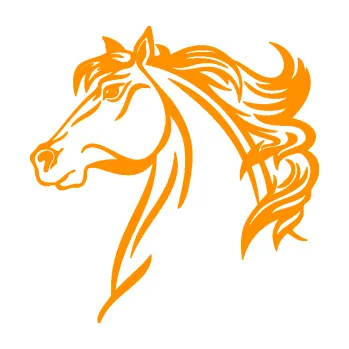 Samolepící dekorace Kůň 100 levá (06 - oranžová) SAMOLEPKA NA AUTO, NÁLEPKA, FÓLIE, POLEP, TUNING, VLASTNÍ TEXT, TISK, AUTOSAMOLEPKY.cz, POLEPY, OBRÁZEK, LOGO, 3D STICKERS