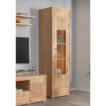 Policová skříň DUBLIN - vitrína divoký DUB masiv DUBLIN1