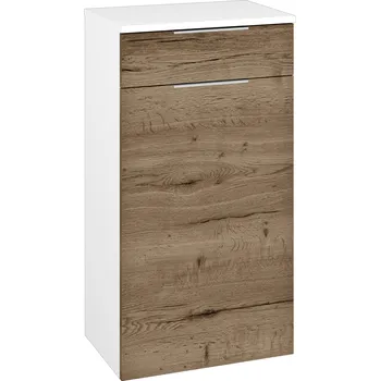 Koupelnový nábytek Dřevojas Nízká skříňka DOS SNDZ 50 - N01 Bílá lesk / Úchytka T05 / D21 Tobacco / Pravé