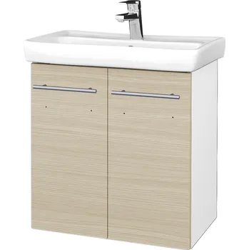 Koupelnový nábytek Dřevojas Koupelnová skříňka DOOR SZD2 60 - N01 Bílá lesk / Úchytka T02 / D04 Dub