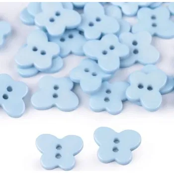 Galanterie Knoflík plastový, 13x16mm, motýl, modrý světlý