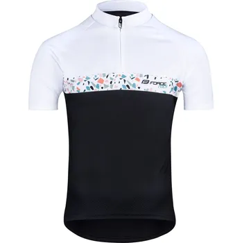 cyklistický dres dres FORCE ROCK krátký rukáv, černo-bílý XS