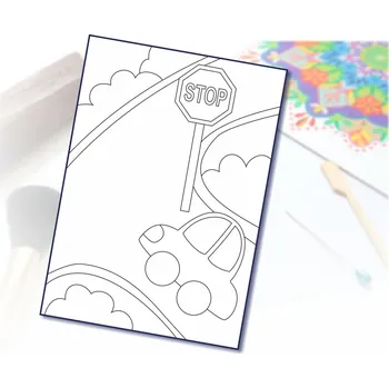 Radost v písku Šablona na pískování dopravní situace "STOP" Velikost šablony: A4 (210 x 297 mm)