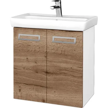 Koupelnový nábytek Dřevojas Koupelnová skříňka DOOR SZD2 60 - N01 Bílá lesk / Úchytka T39 / D21 Tobacco