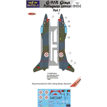 Plastikový model 1/72 Decals G-91R Gina Portuguese service Pt.I