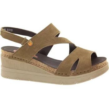 Dámské sandále JUNGLA Dámské béžové kožené sandály na klínku 8018-VISON-255 Velikost 37