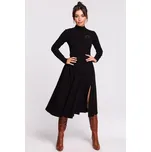 Midi sukně s vysokým pasem a rozparkem B130 Barva: Černá, Velikost: 2XL/3XL