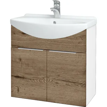 Koupelnový nábytek Dřevojas Koupelnová skříňka TAKE IT SZD2 65 - N01 Bílá lesk / Úchytka T05 / D21 Tobacco