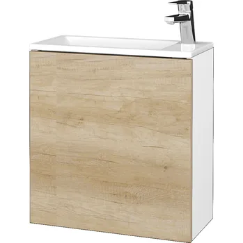 Koupelnový nábytek Dřevojas Koupelnová skříňka VARIANTE SZD 50 umyvadlo Zoom - N01 Bílá lesk / D15 Nebraska / Pravé