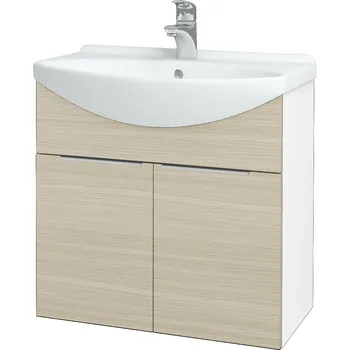 Koupelnový nábytek Dřevojas Koupelnová skříňka TAKE IT SZD2 65 - N01 Bílá lesk / Úchytka T05 / D04 Dub