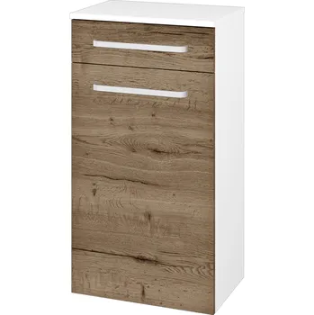 Koupelnový nábytek Dřevojas Nízká skříňka DOS SNDZ 50 - N01 Bílá lesk / Úchytka T01 / D21 Tobacco / Levé