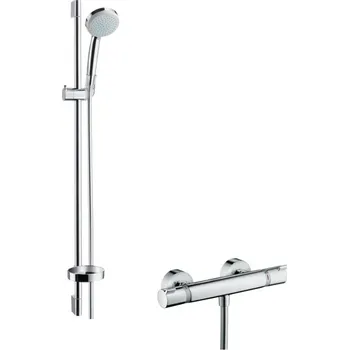 Hansgrohe Croma 100 CHROM Vario sprchová souprava na stěnu s termostatem Ecostat Comfort a sprchovou tyčí 90 cm