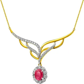 Náhrdelník Zlatý náhrdelník s diamanty a rubínem - ryzost 585 - 109.366