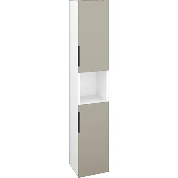 Koupelnový nábytek Dřevojas Vysoká skříň DOS SVD2O 35 - N01 Bílá lesk / Úchytka T07 / L04 Béžová vysoký lesk / Pravé