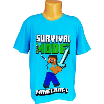 Chlapecké tričko Chlapecké tričko Minecraft Survival Mode modré 128 