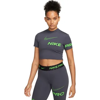 Dámské tričko Dámské funkční tričko s krátkým rukávem Nike W NP DF GRX SS CROP TOP W šedé DX0078-015 - L | UK 7,5 | US 10