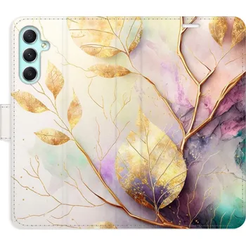 Pouzdro na mobilní telefon Flipové pouzdro iSaprio - Gold Leaves 02 - Samsung Galaxy A34 5G