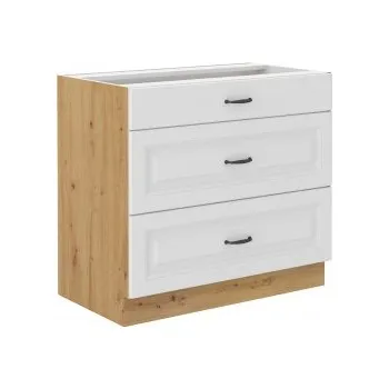 Spodní skříňka Stilo 80 D 3S BB - Premium Box Barva korpusu: Dub artisan, Barva dvířek: Bílá