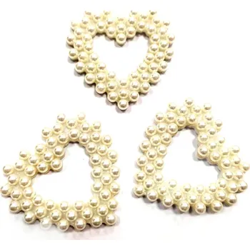 umělá květina Srdíčka perlová dutá 40 mm - 3 ks