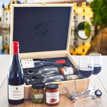 Dárkový potravinový koš Bougrier Pinot Noir -francouzské červené víno - dárková sada Standardní víko